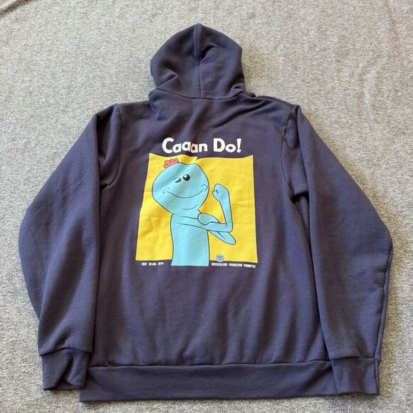 American Apparel F497 Rick & Morty Mr. Meeseeks Unisex Fleece Zip Hoodie Navy M - Picture 1 of 8